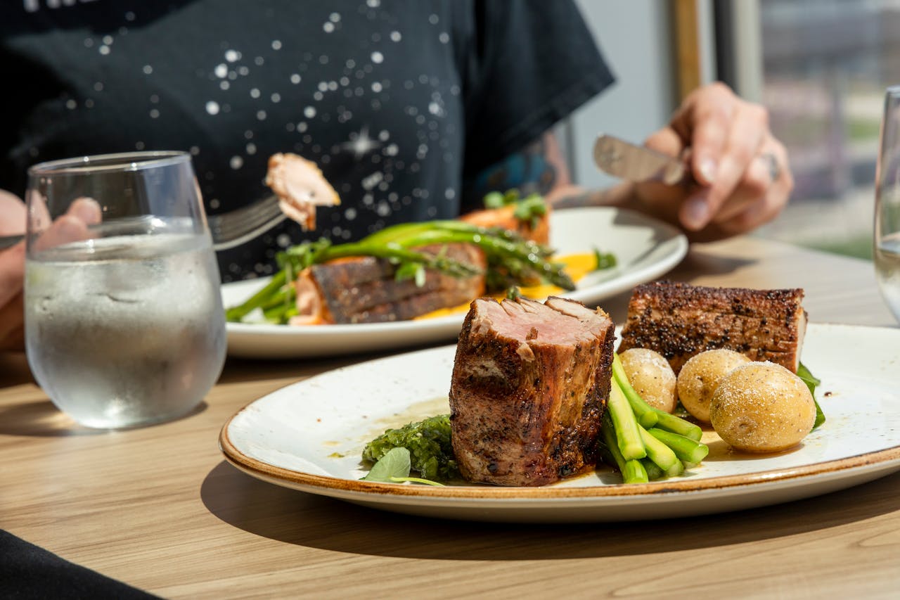 Crafting Captivating Headlines: Your awesome post title goes here Succulent meat dish served with fresh vegetables and potatoes on a sunny day.